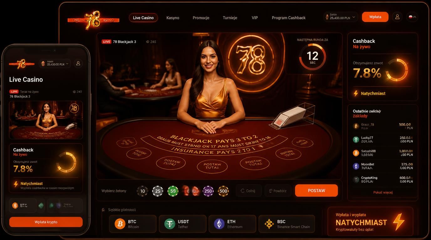 Stoły live, gracz gra w blackjacka/ruletkę online