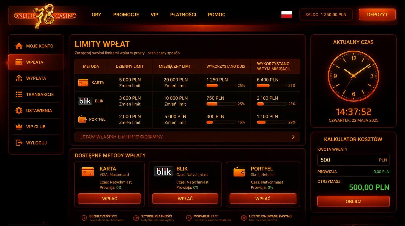 Limity wpłat dla poszczególnych metod płatności