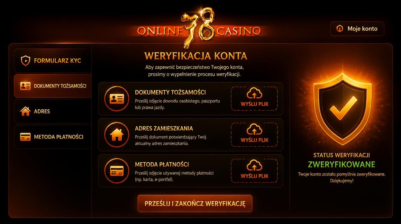 proces weryfikacji KYC z dokumentami i statusem zweryfikowane 